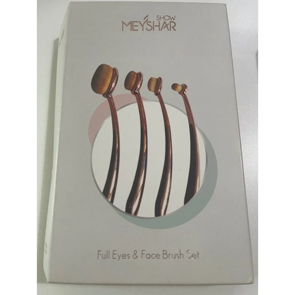 MEYSHAR SHOW 4-piece Oval Makeup Brush Set Rose Gold Black Design New